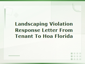 Hoa Landscaping Violation Response Letter - Florida