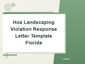 Florida Hoa Landscaping Violation Response Letter Template